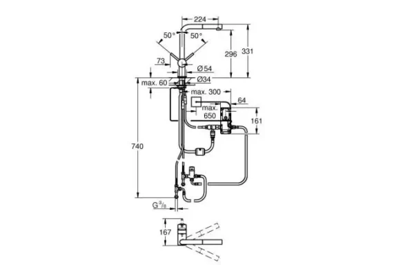 Смеситель для кухонной мойки GROHE Minta Touch сенсорный с вытяжным изливом, суперсталь (31360DC1) — изображение 2