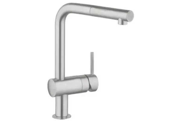 Смеситель для кухонной мойки GROHE Minta с вытяжным L-изливом, суперсталь (32168DC0)